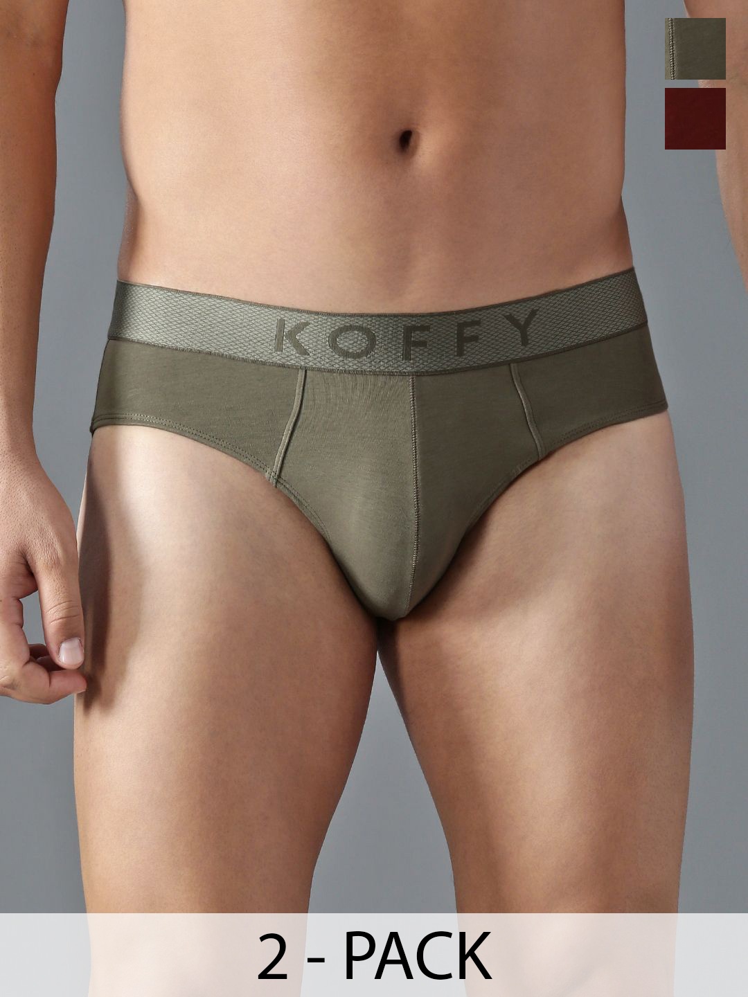 

KOFFY Pack Of 2 Mid Rise Bikini Briefs KOFFY_KI43_RST_KHA_2PC, Rust