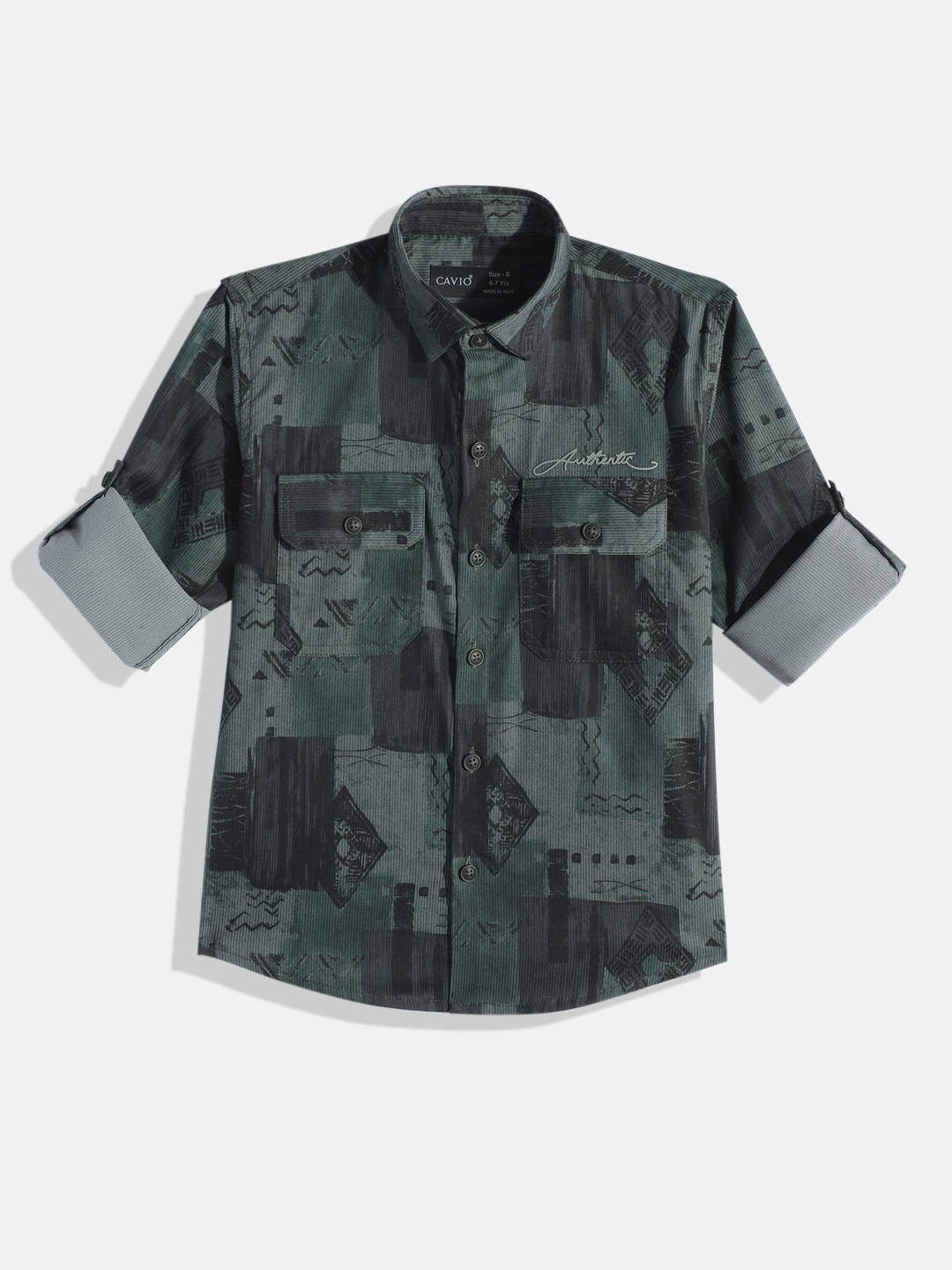 

CAVIO Boys Comfort Printed Casual Shirt, Green