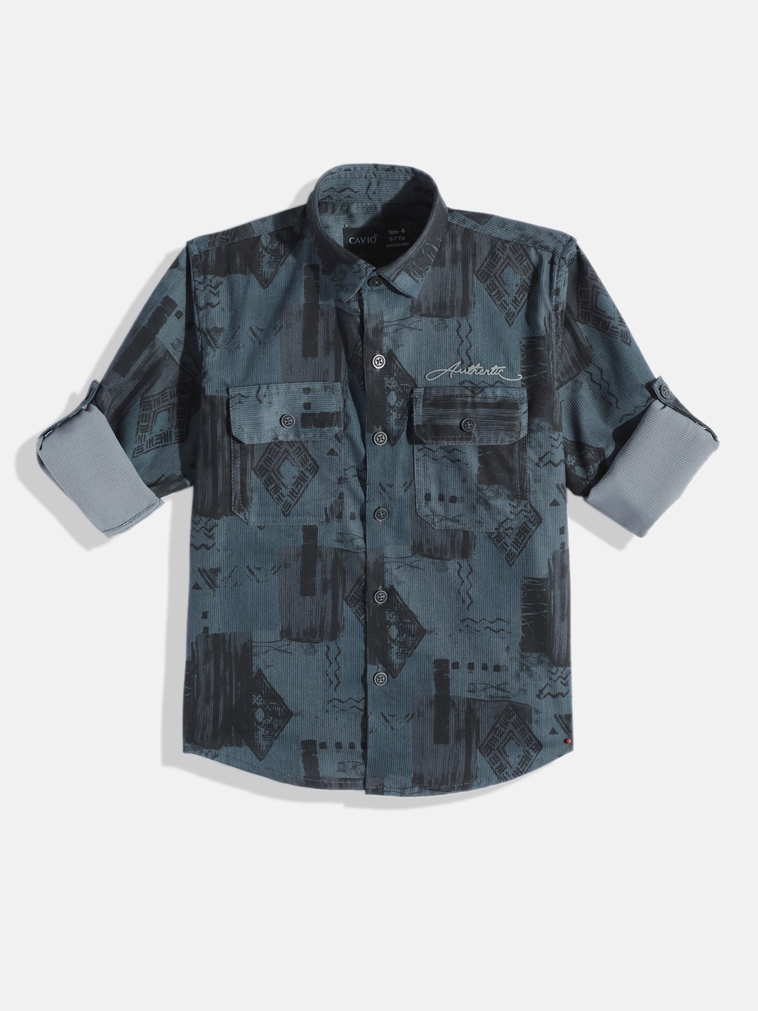 

CAVIO Boys Comfort Printed Casual Shirt, Blue