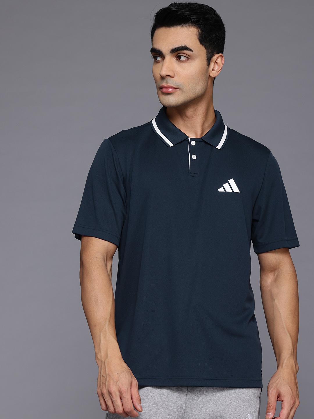

ADIDAS Brand Logo Print Poly Training T-shirt, Navy blue