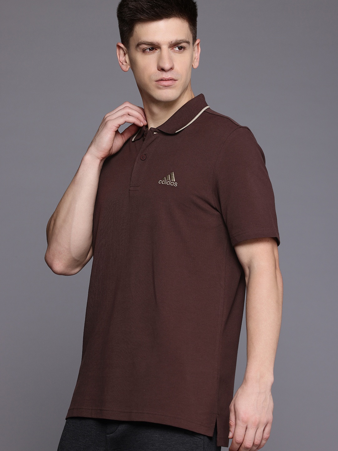 

ADIDAS Pique Cotton Polo T-shirt, Brown