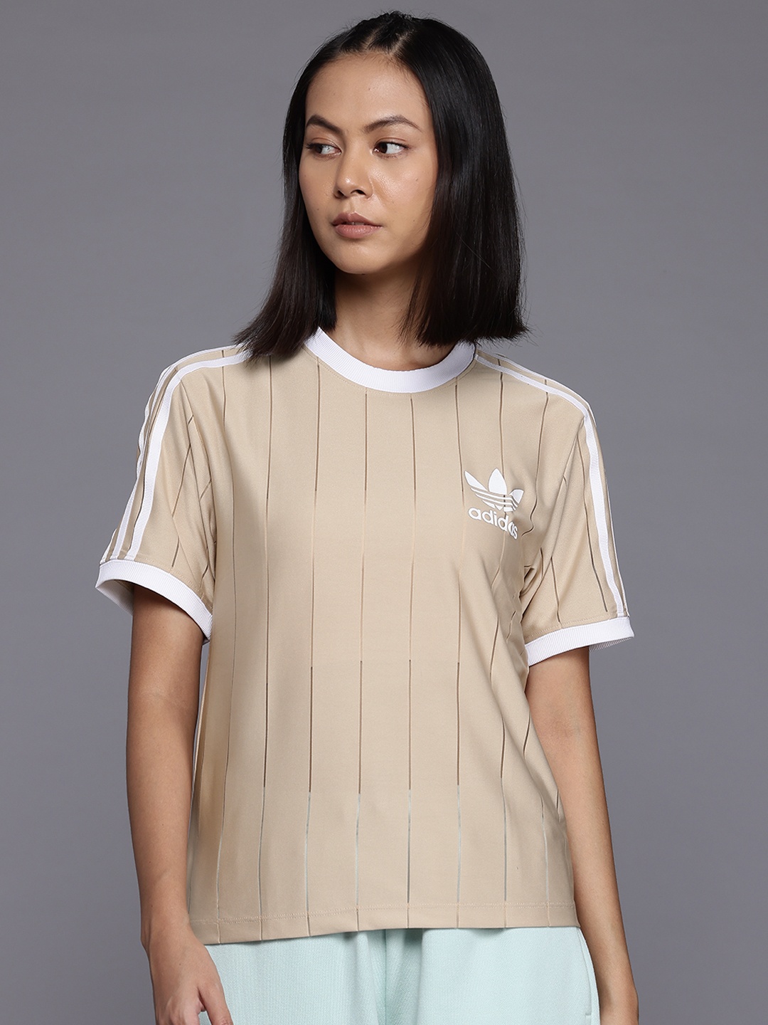 

ADIDAS Originals 3-stripes Pinstripe Tee, Beige