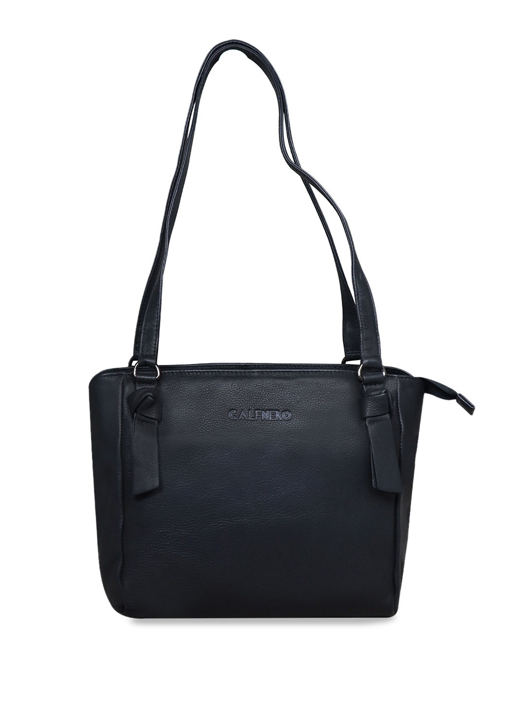

CALFNERO Leather Structured Shoulder Bag, Black