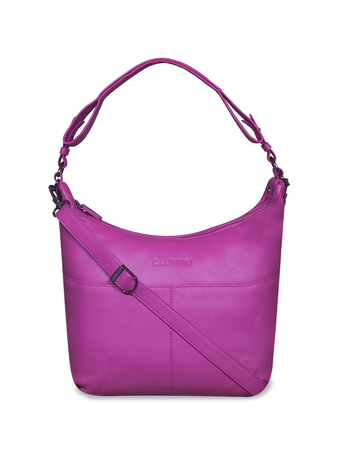 

CALFNERO Leather Structured Hobo Bag with Tasselled, Pink