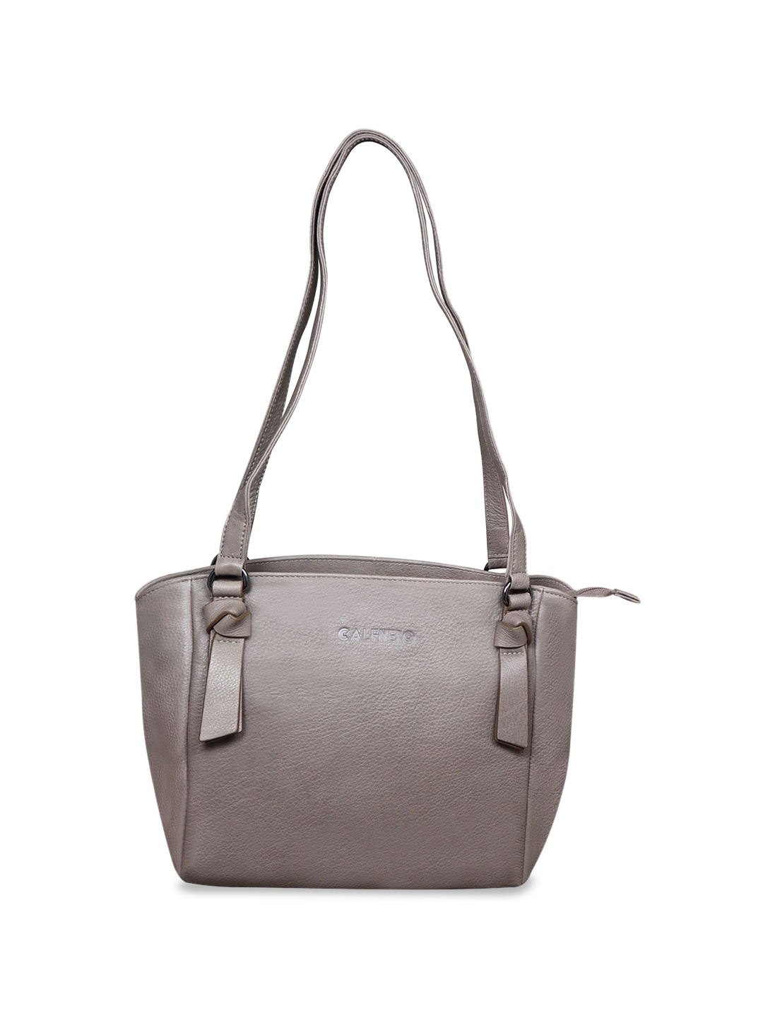 

CALFNERO Leather Structured Shoulder Bag, Taupe