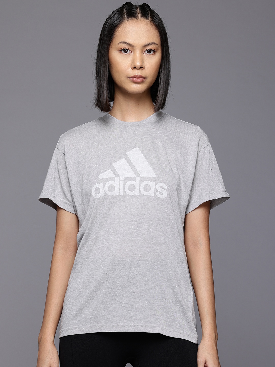 

ADIDAS Women Brand Logo Printed Winrs 3.0 T-shirt, Grey