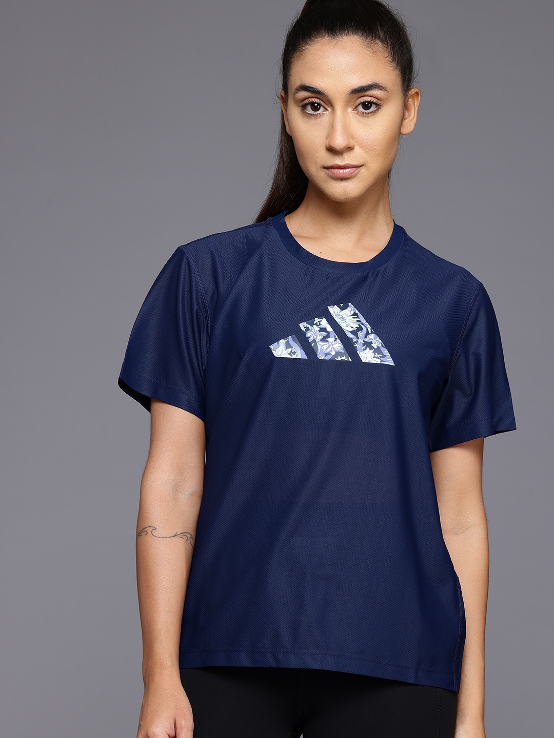 

ADIDAS Training Sports Flora Running T-shirt, Navy blue