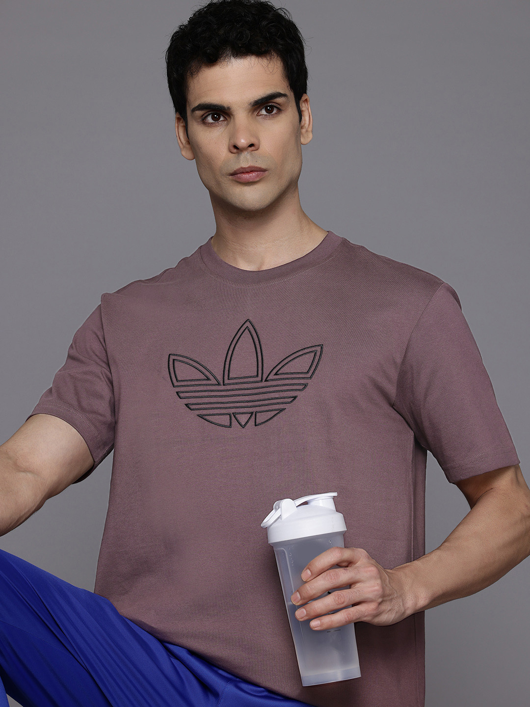 

ADIDAS Originals Brand Logo Pure Cotton Outline T-shirt, Mauve