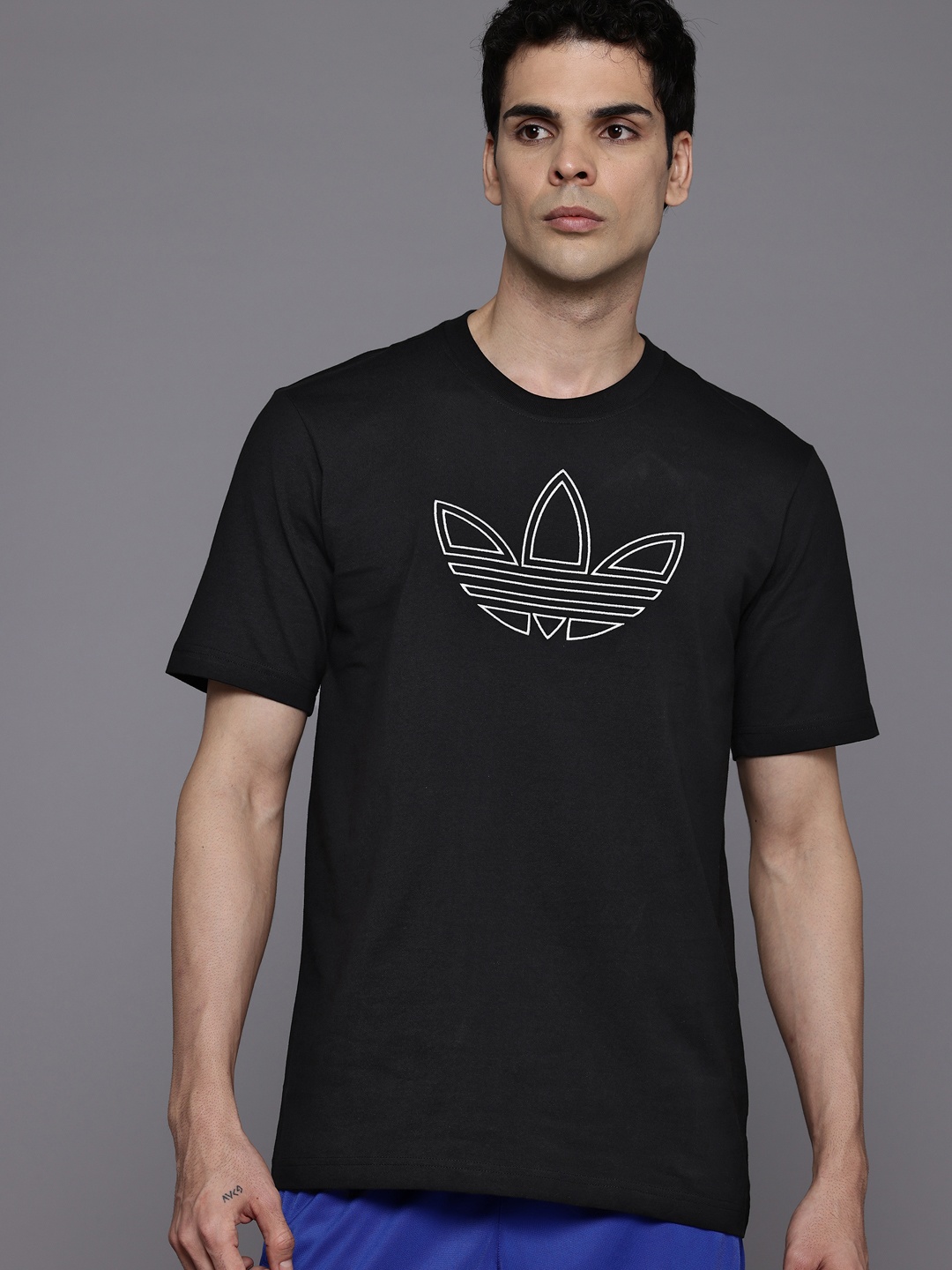 

ADIDAS Originals Brand Logo Pure Cotton Outline T-shirt, Black