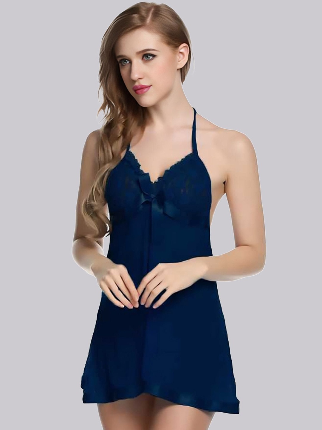 

BILLEBON Net Halter Neck Baby Doll, Blue