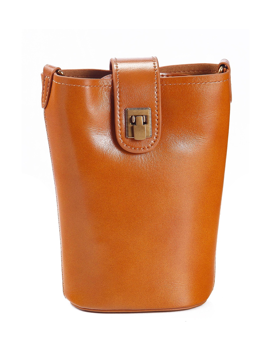 

Calvadoss Leather Bucket Handheld Bag, Tan