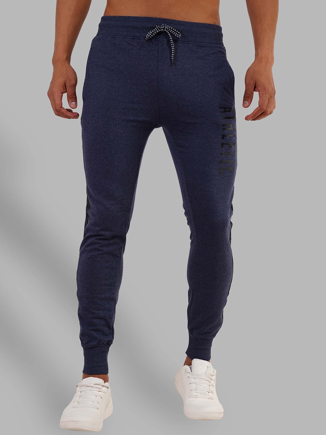 

STARFOX Men Printed Detail Cotton Joggers, Blue