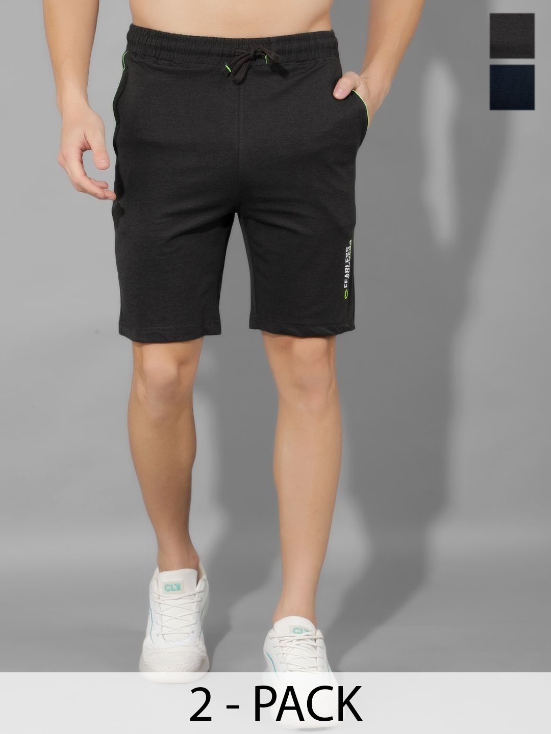 

Dollar Men Pack of 2 Regular Fit Shorts, Black