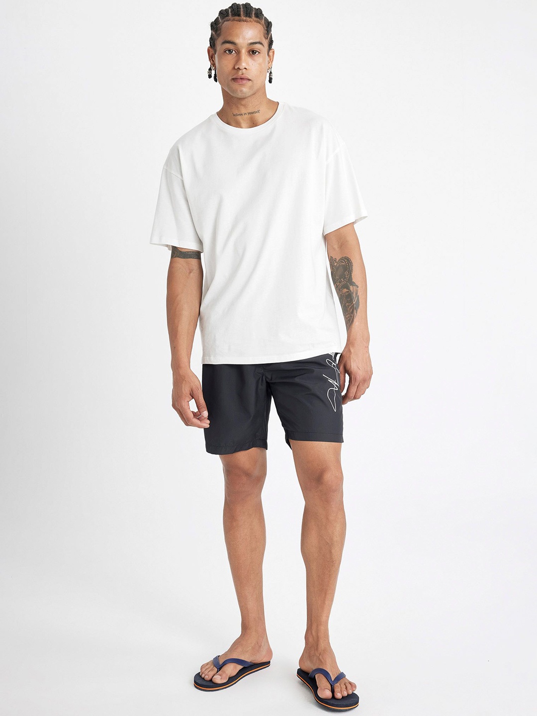

DeFacto Men Mid-Rise Swim Shorts, Black