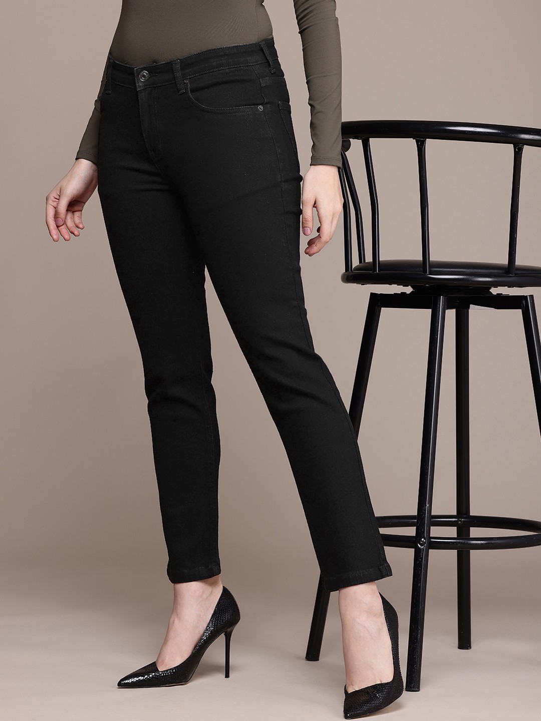 

French Connection Smart Slim Fit Stretchable Jeans, Black