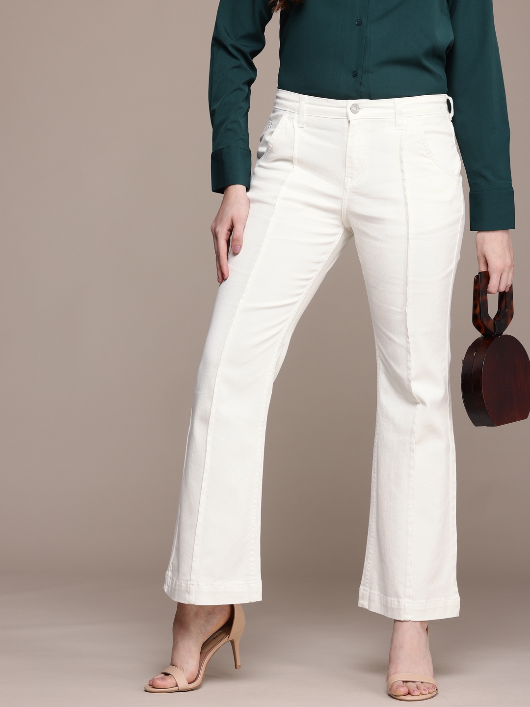 

French Connection Smart Flared Stretchable Jeans, White