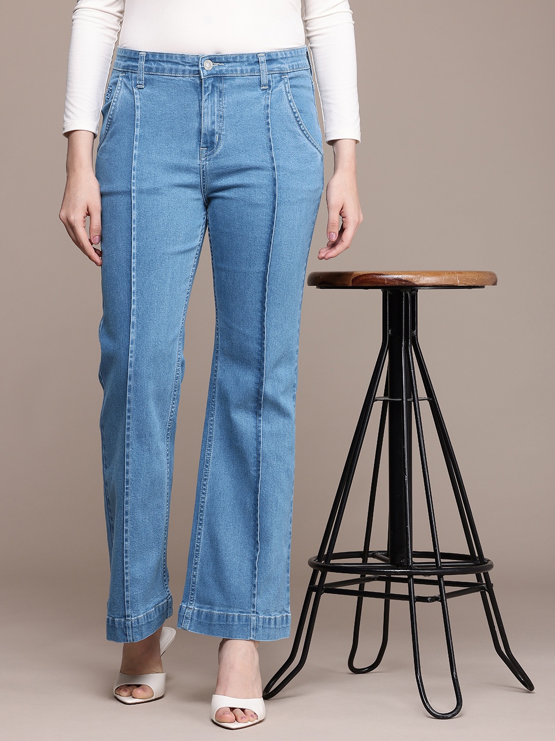 

French Connection Smart Flared Stretchable Jeans, Blue