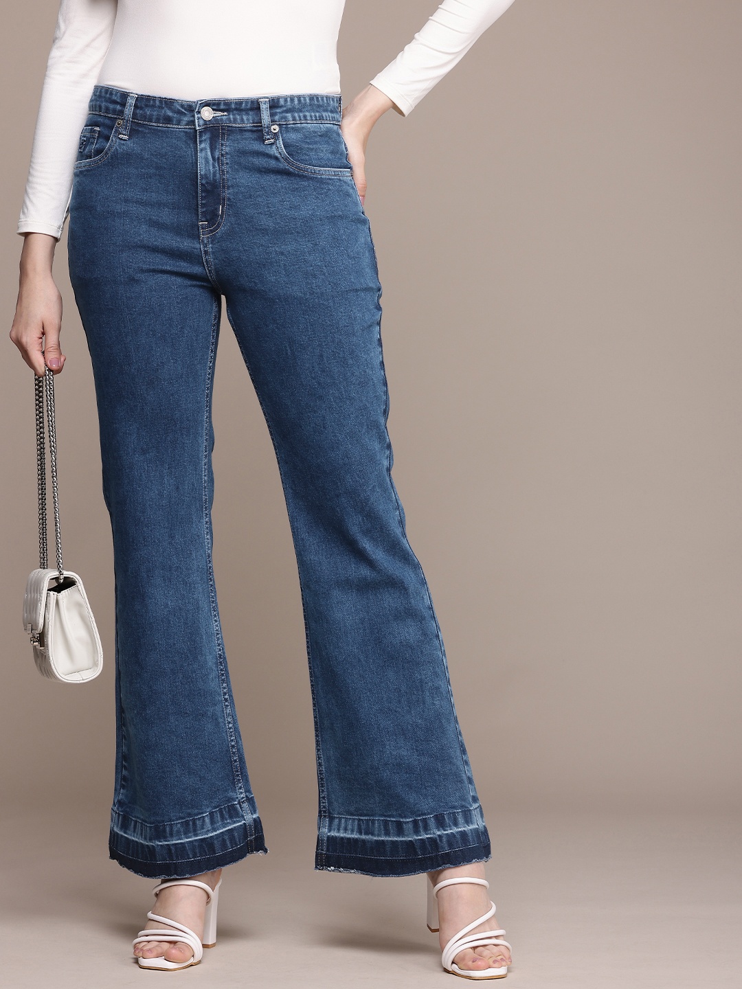 

French Connection Smart Flared Stretchable Jeans, Blue