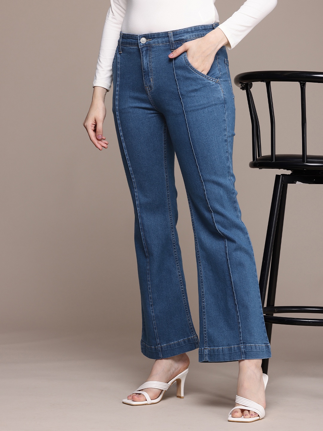 

French Connection Smart Flared Stretchable Jeans, Blue