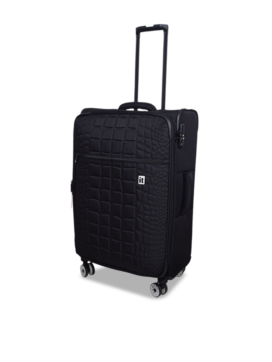 

IT luggage Reptilian Textured Soft Suitcase Trolley Bag, Black
