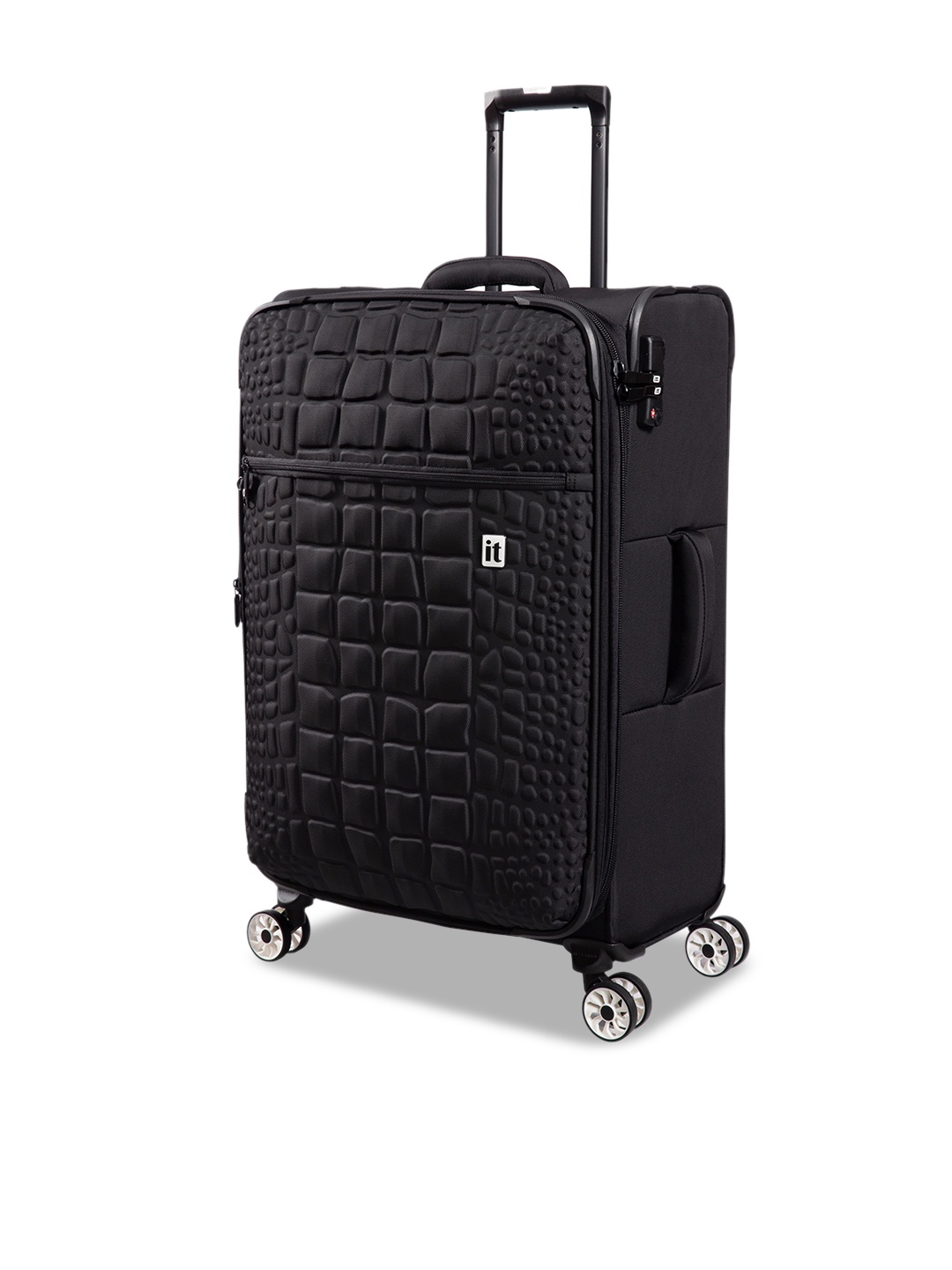 

IT luggage Reptilian Textured Soft-Sided Medium Trolley Bag, Black