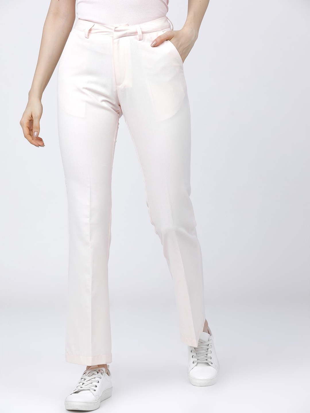 

Tokyo Talkies Women Mid-Rise Straight Fit Trousers, Pink