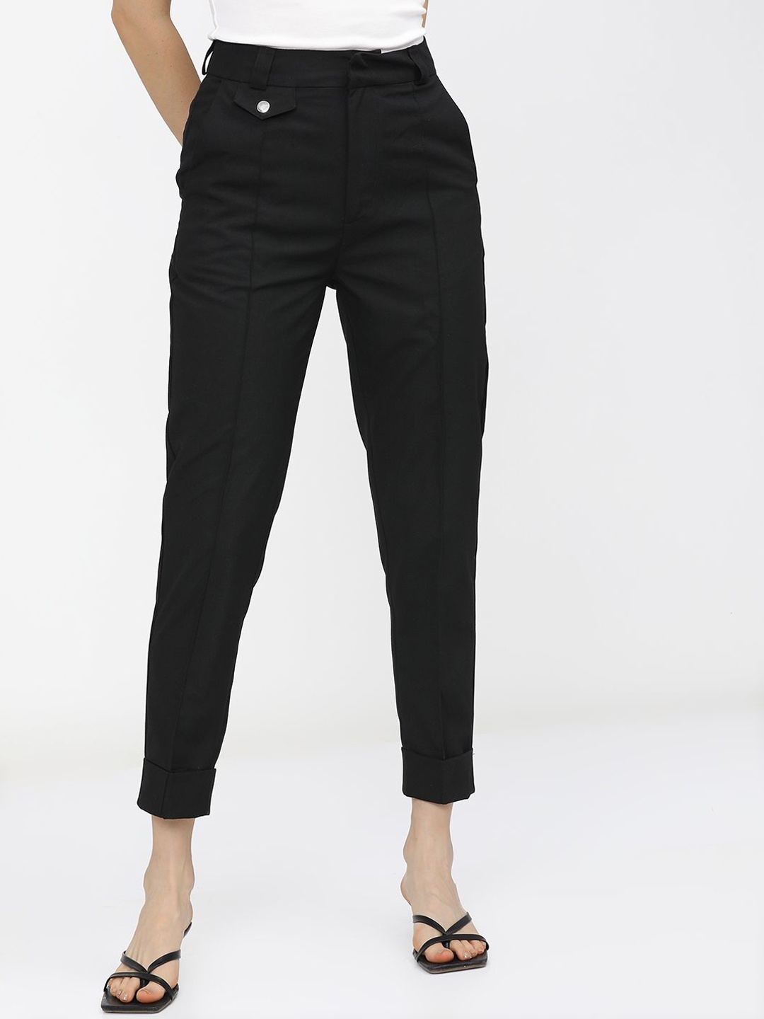 

Tokyo Talkies Women Mid-Rise Regular Fit Trousers, Black