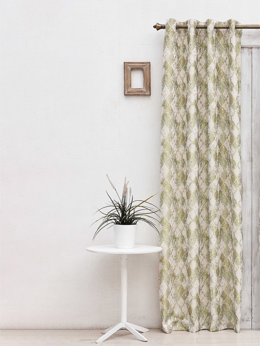 

Ariana Green & White Geometric Room Darkening Jacquard Door Curtain