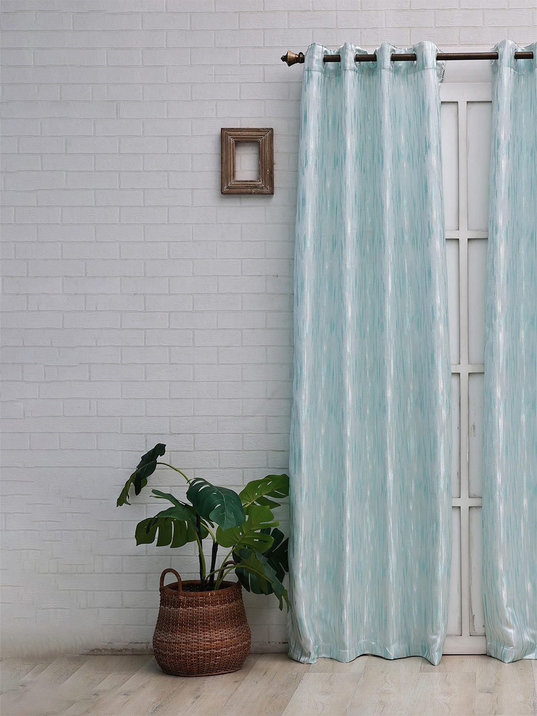 

Ariana Turquoise Blue & White Abstract Room Darkening Jacquard Door Curtain