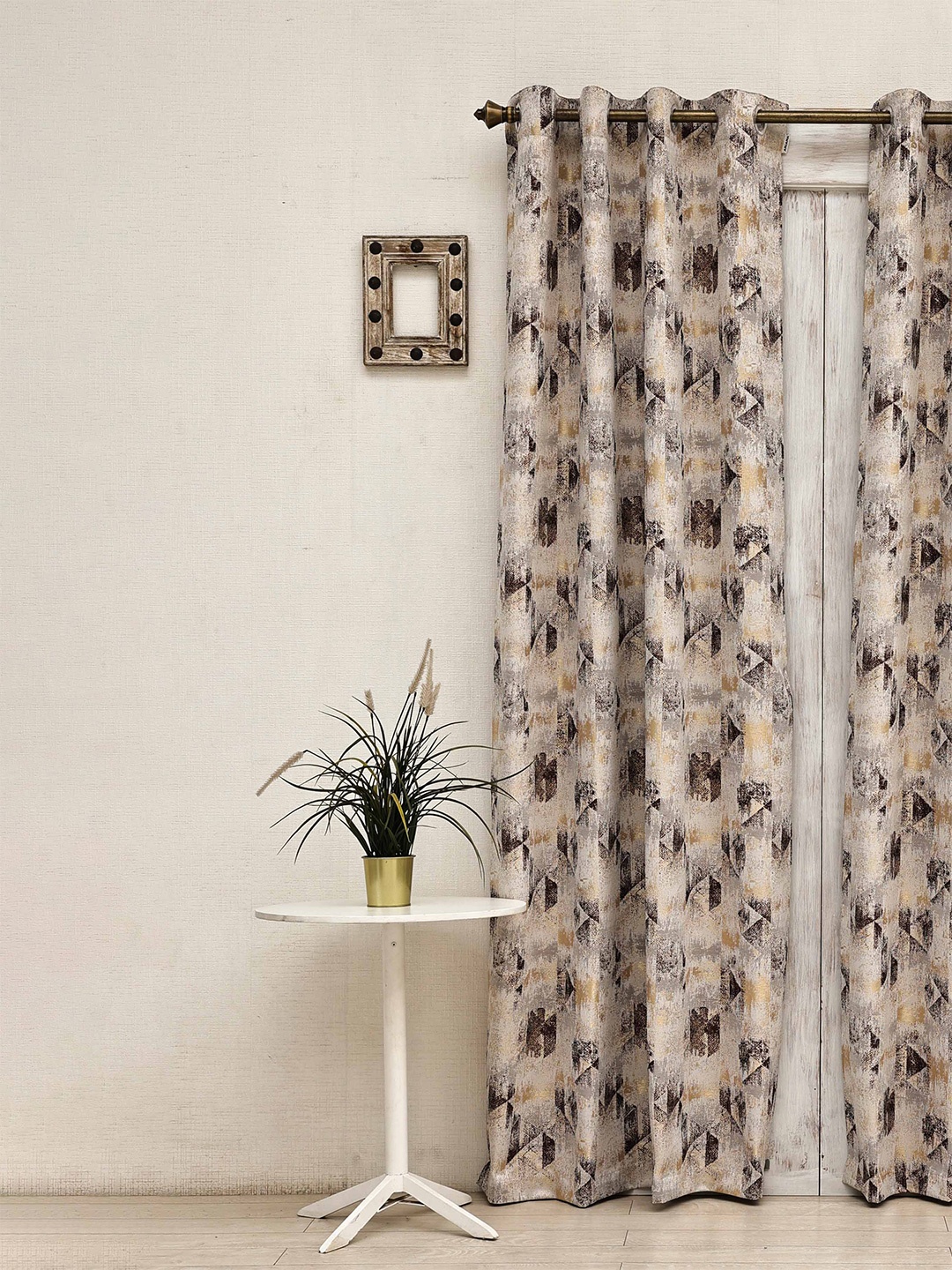 

Ariana Brown & Beige Room Abstract Darkening Jacquard Long Door Curtain