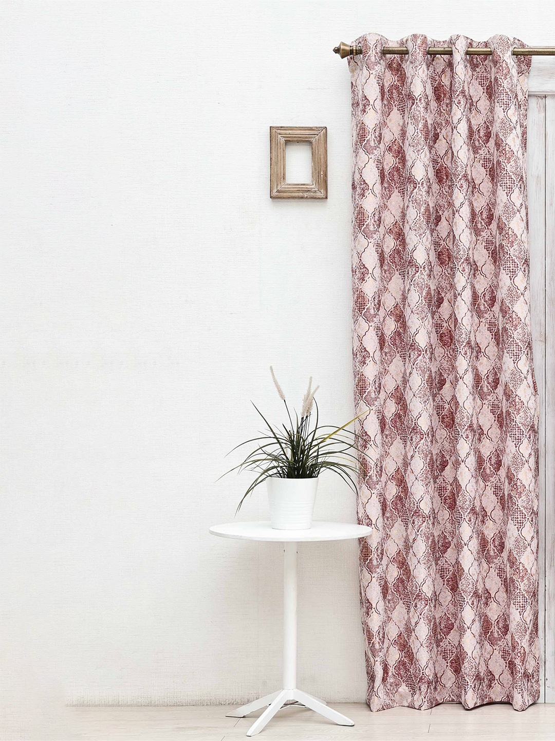 

Ariana Maroon & White Geometric Self Design Jacquard Room Darkening Door Curtain