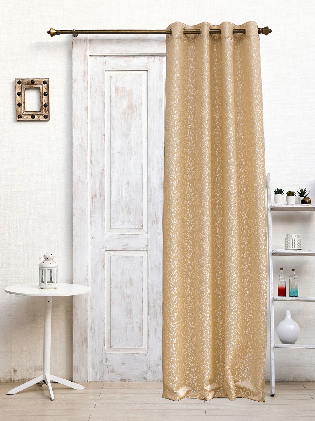 

Ariana Beige & White Floral Room Darkening Jacquard Long Door Curtain