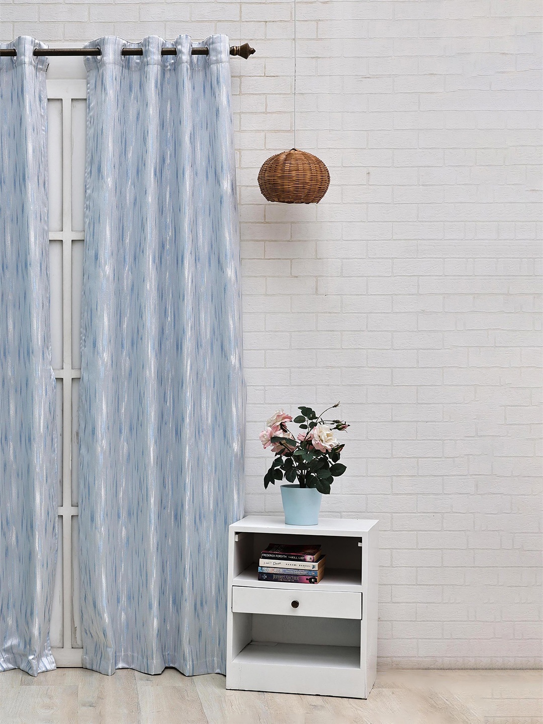 

Ariana Blue & White Room Darkening Jacquard Door Curtain