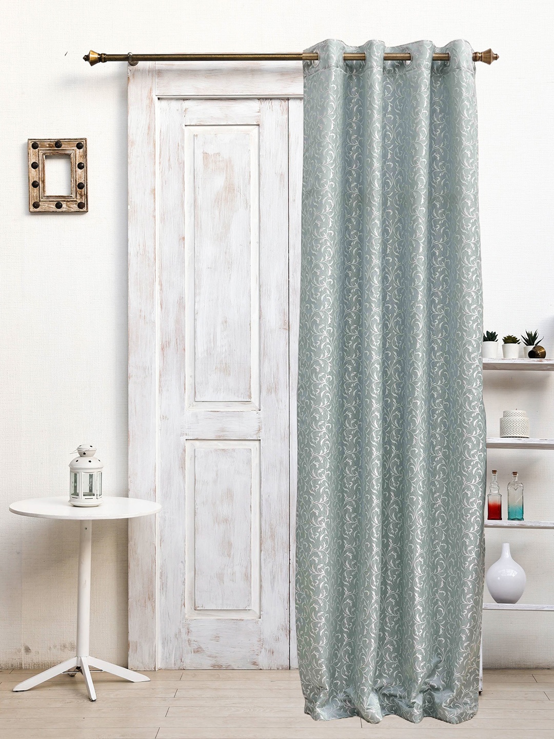 

Ariana Blue & White Floral Room Darkening Jacquard Door Curtain