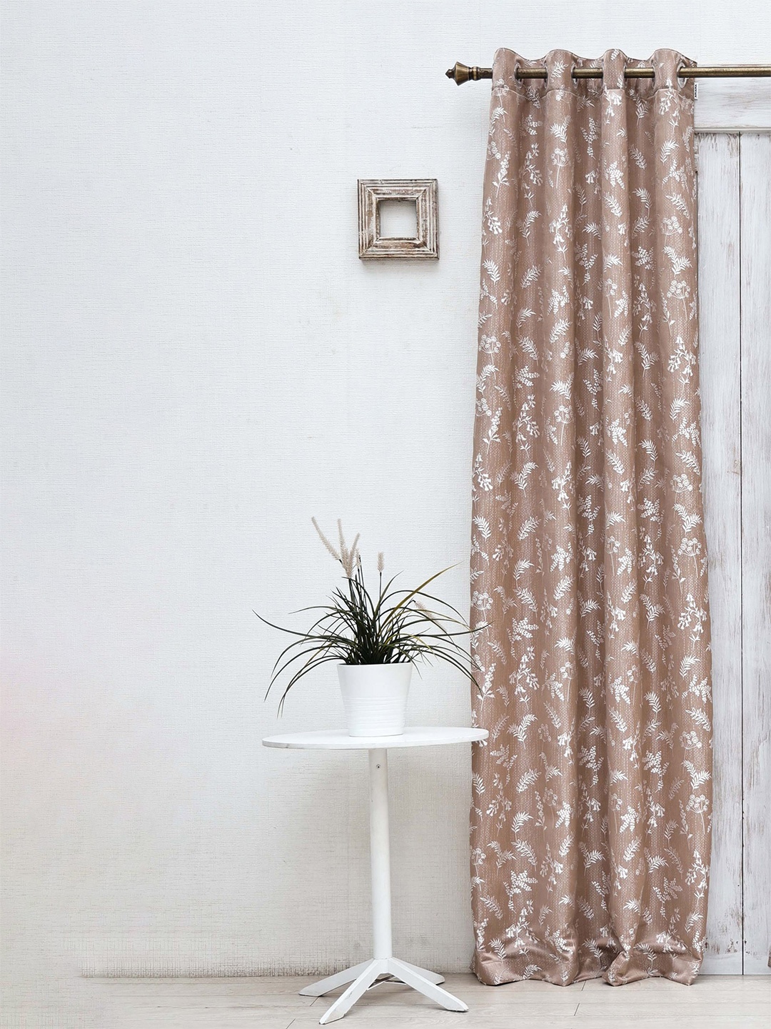

Ariana Murmur Coffee Brown Floral Printed Room Darkening Jacquard Door Curtain