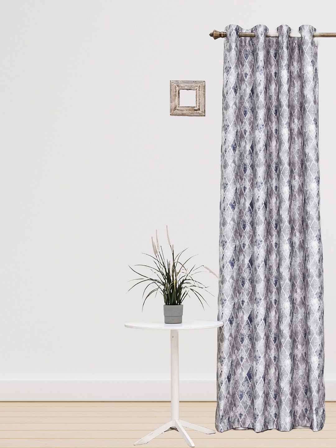 

Ariana Apex Grey & Blue Geometric Printed Jacquard Long Door Curtain