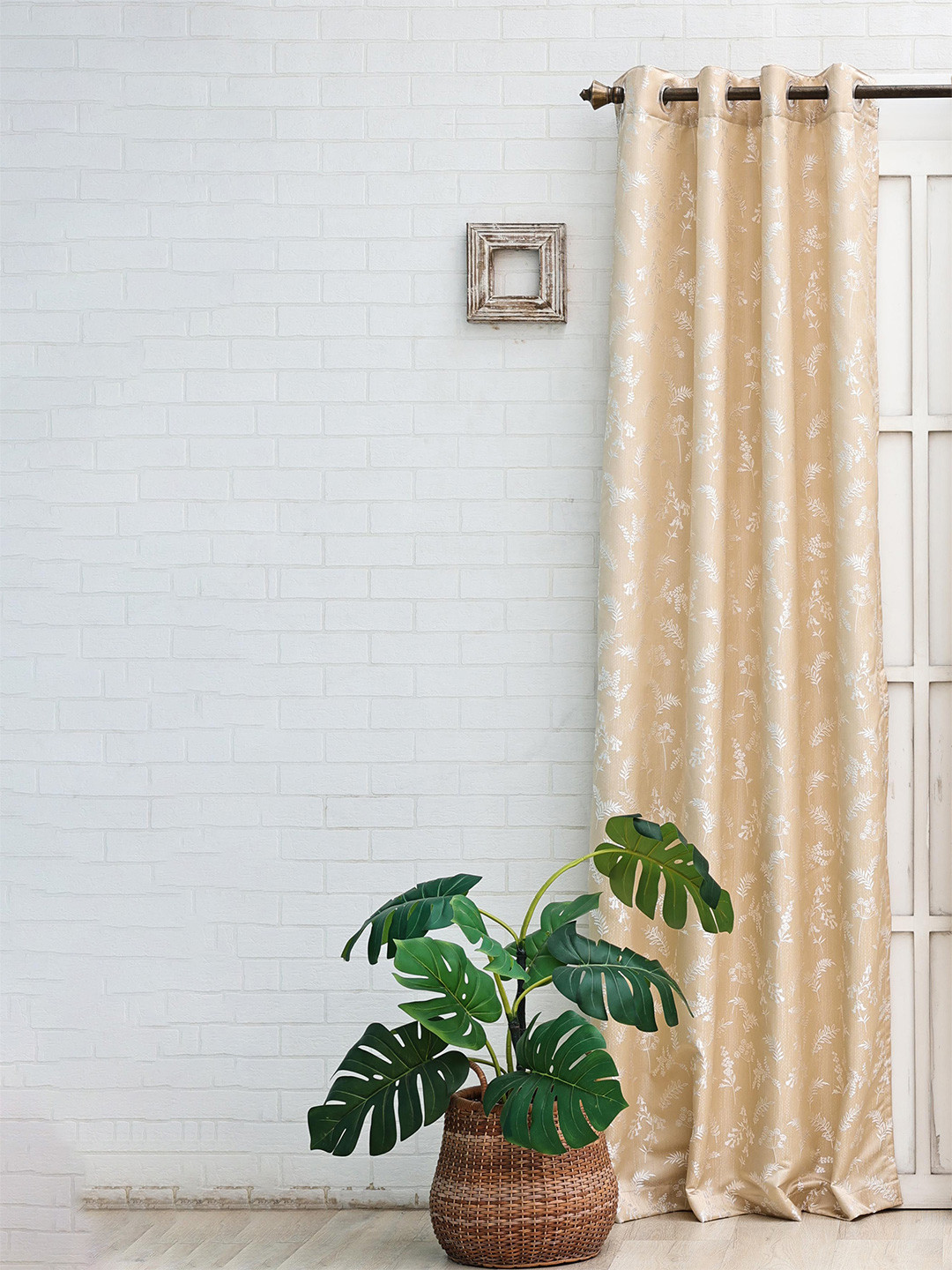 

Ariana Murmur Beige Floral Printed Room Darkening Jacquard Long Door Curtain