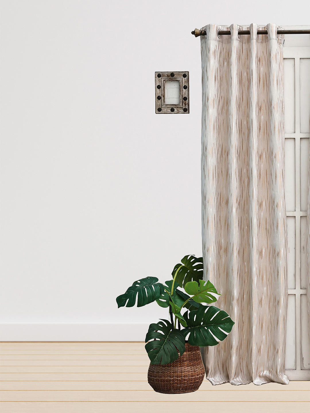 

Ariana Cipher Beige & Rose Gold Abstract Printed Room Darkening Jacquard Long Door Curtain