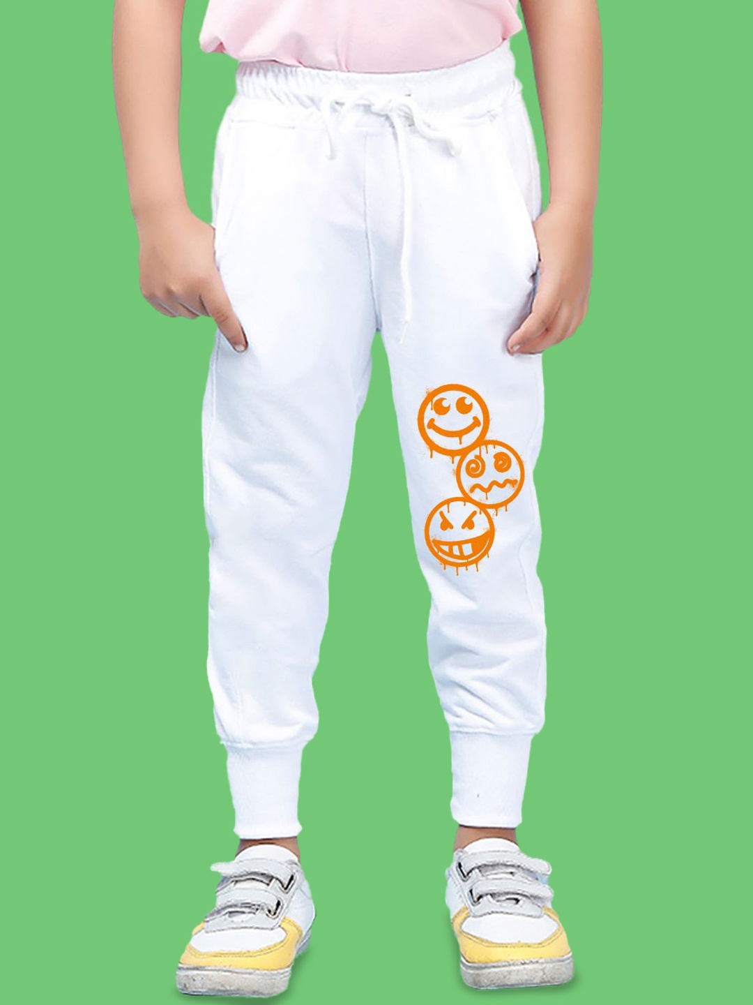 

NUSYL Boys Printed Cotton Ankle Length Joggers, White