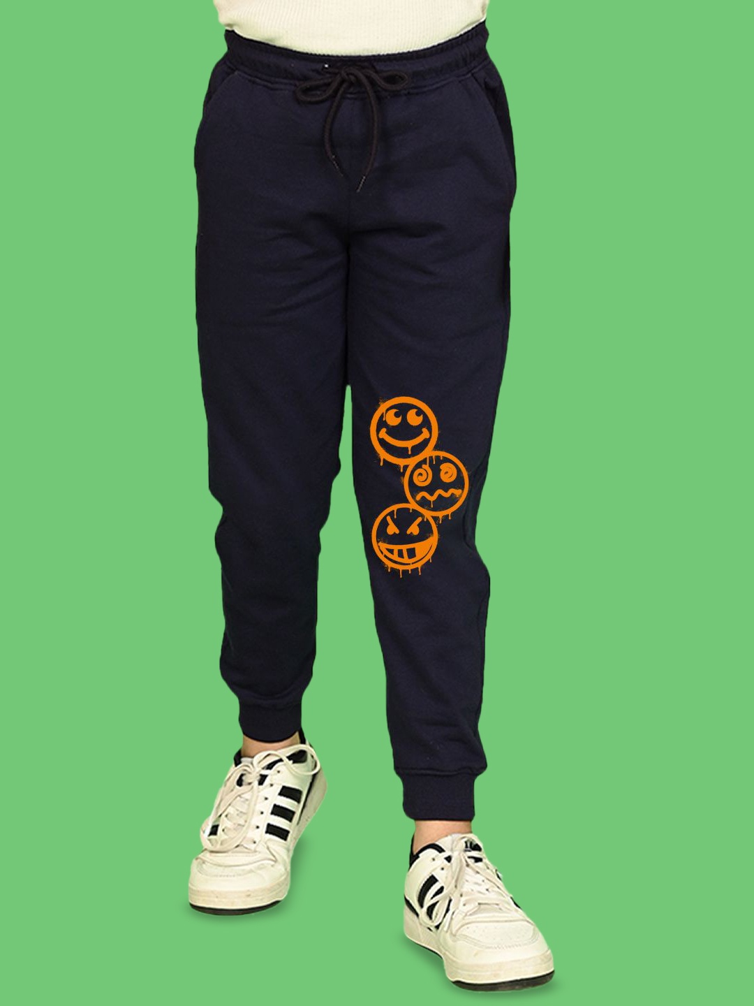 

NUSYL Boys Emojis Printed Cotton Joggers, Navy blue