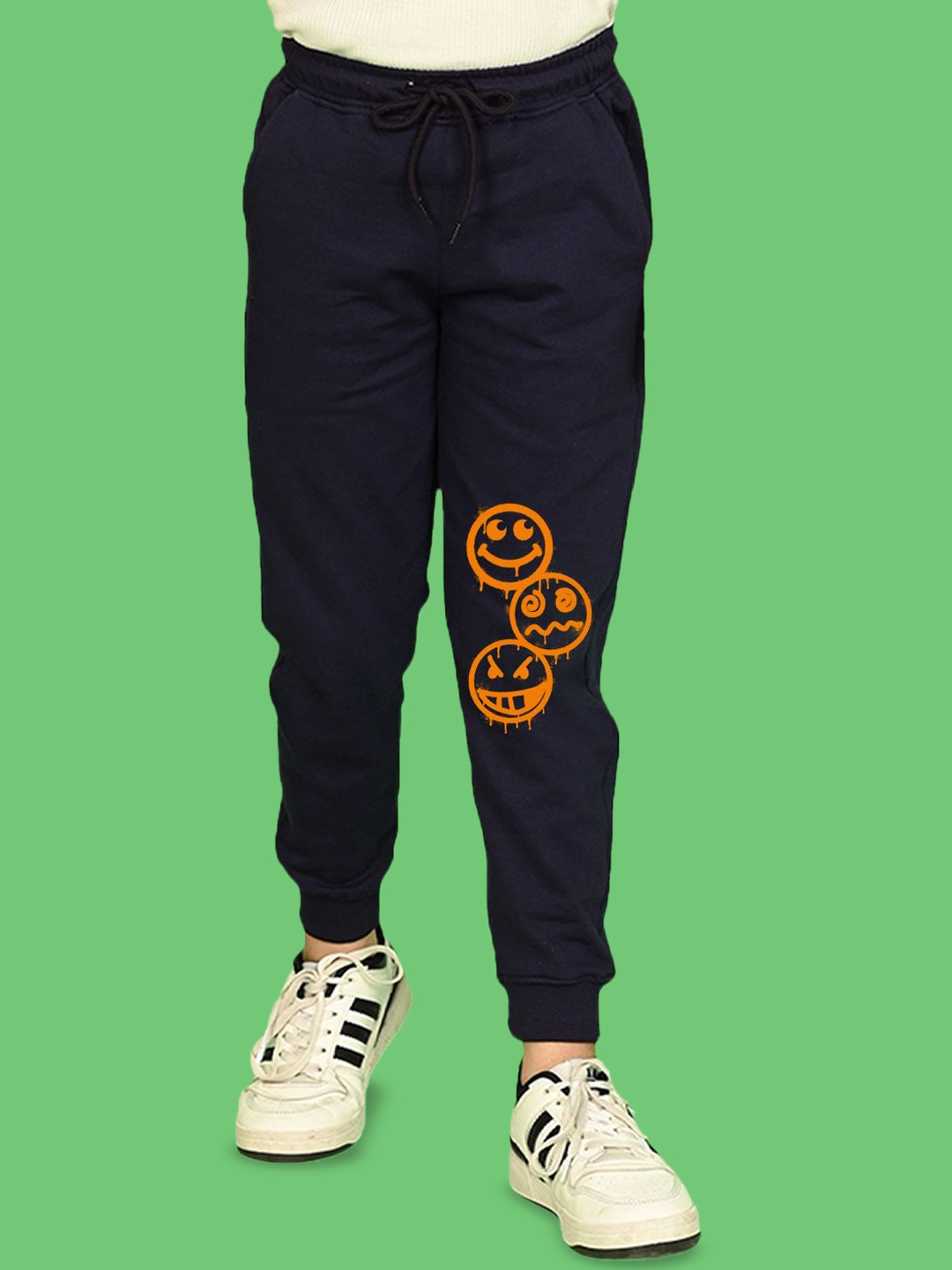 

NUSYL Boys Emojis Printed Cotton Regular Fit Joggers, Navy blue