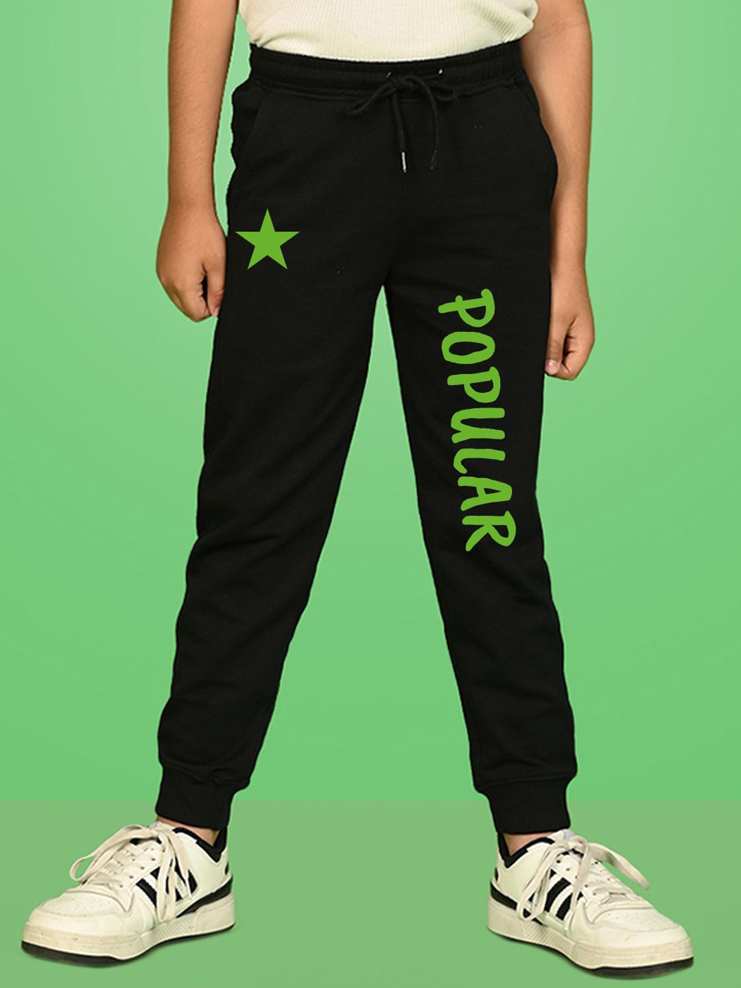 

NUSYL Boys Graphic Printed Cotton Ankle Length Joggers Track Pant, Black
