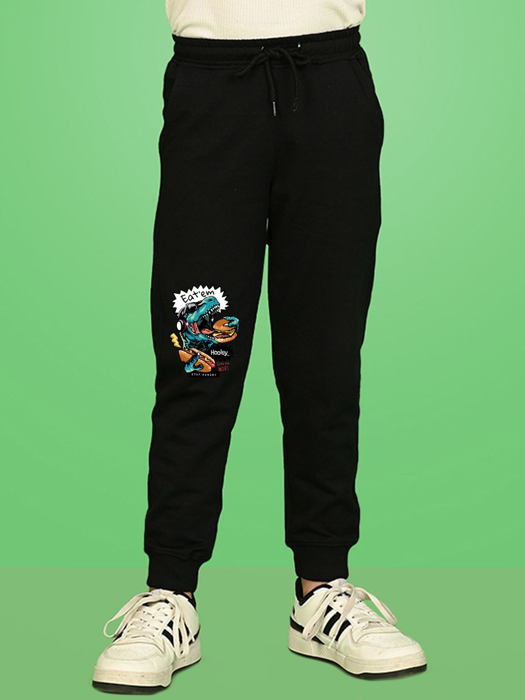 

NUSYL Printed Regular Fit Joggers Track Pants, Black