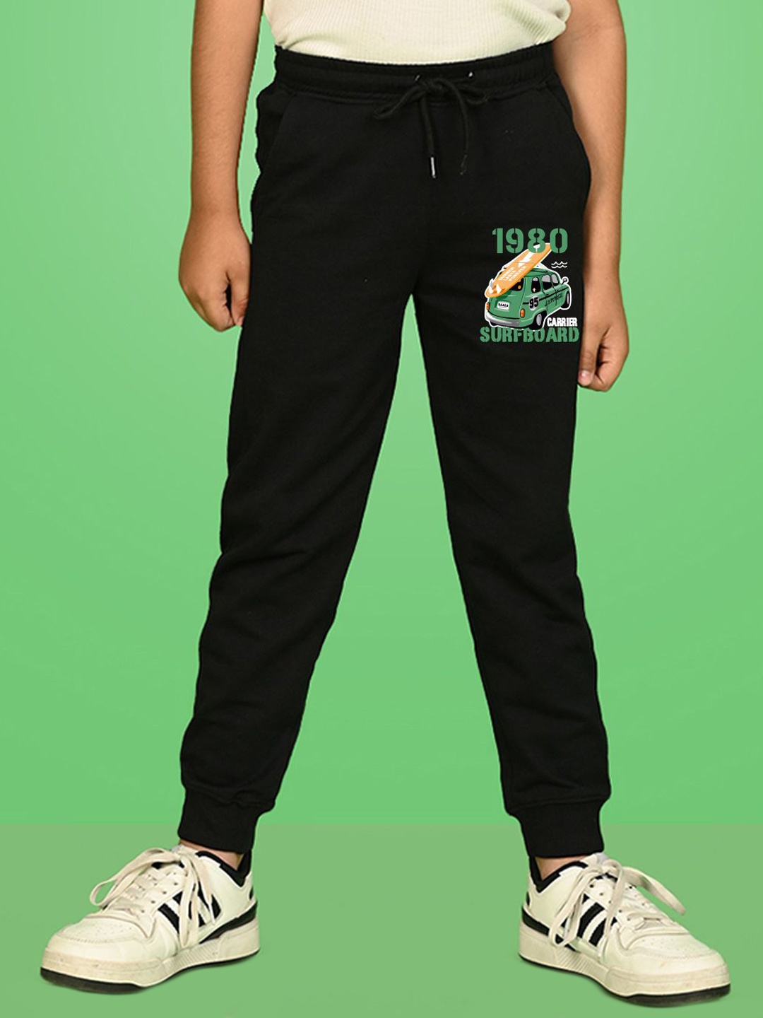 

NUSYL Boys Graphic Printed Joggers, Black
