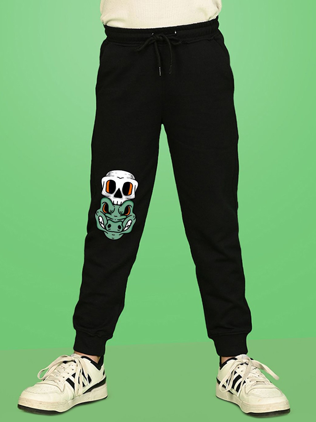 

NUSYL Boys Graphic Print Ankle Length Jogger Pants, Black