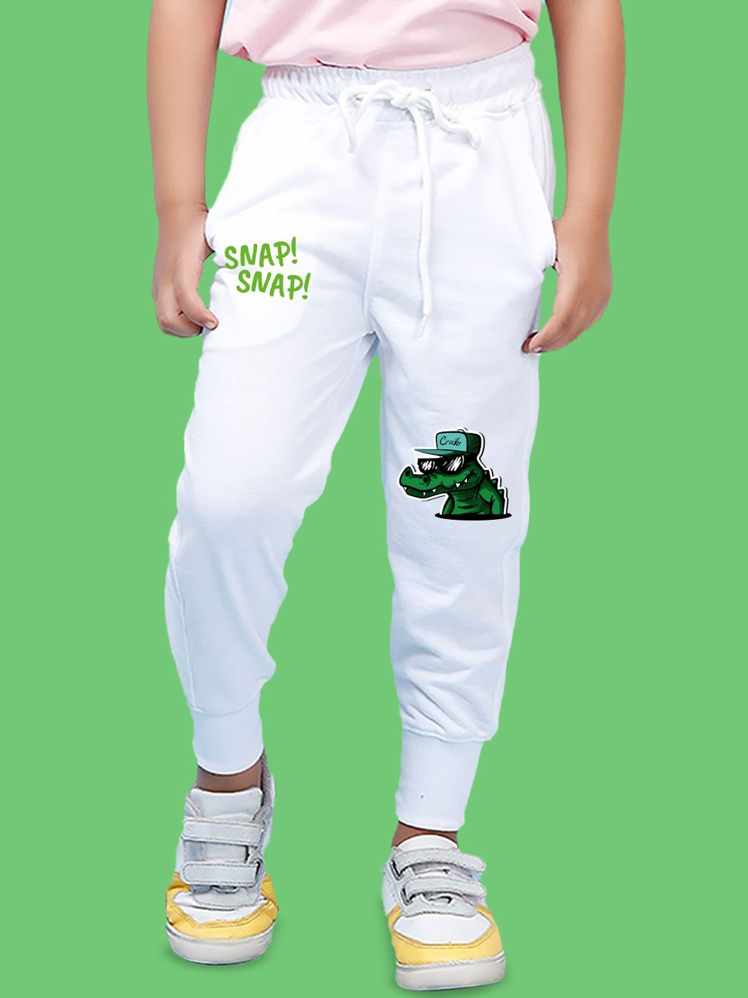 

NUSYL Boys Graphic Printed Cotton Joggers, White