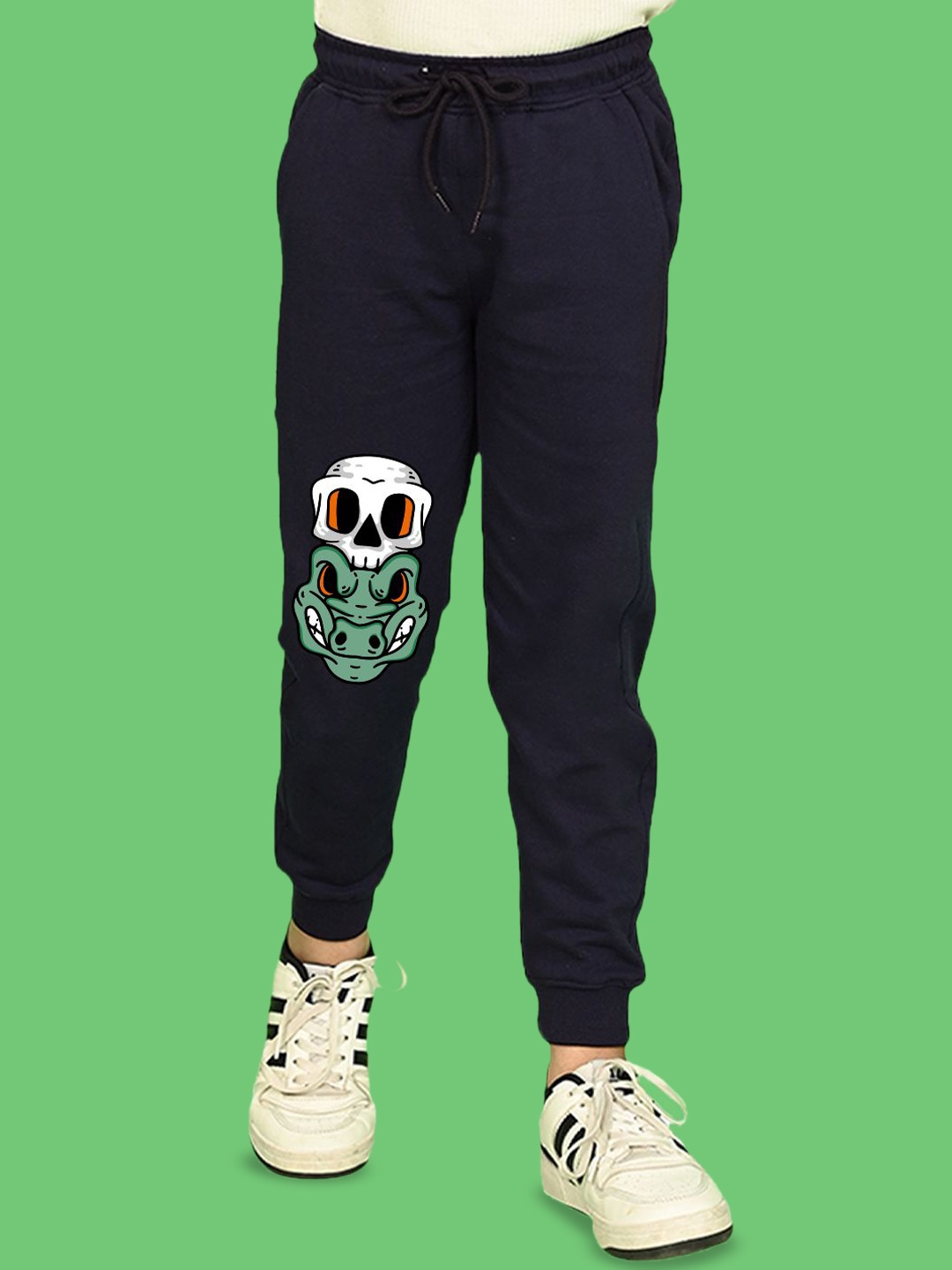 

NUSYL Boys Graphic Printed Cotton Joggers, Navy blue