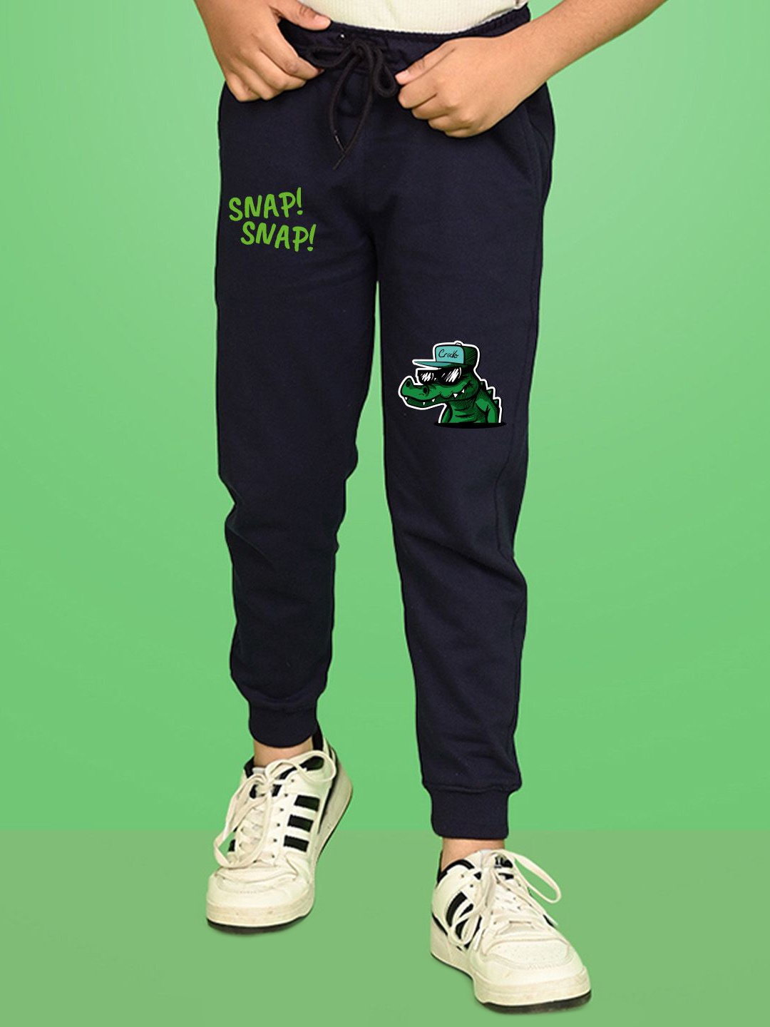 

NUSYL Boys Graphic Printed Cotton Joggers, Navy blue