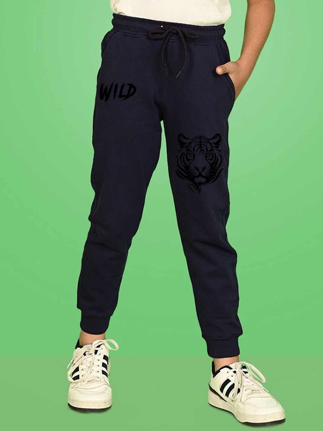 

NUSYL Printed Ankle Length Regular Fit Joggers, Navy blue