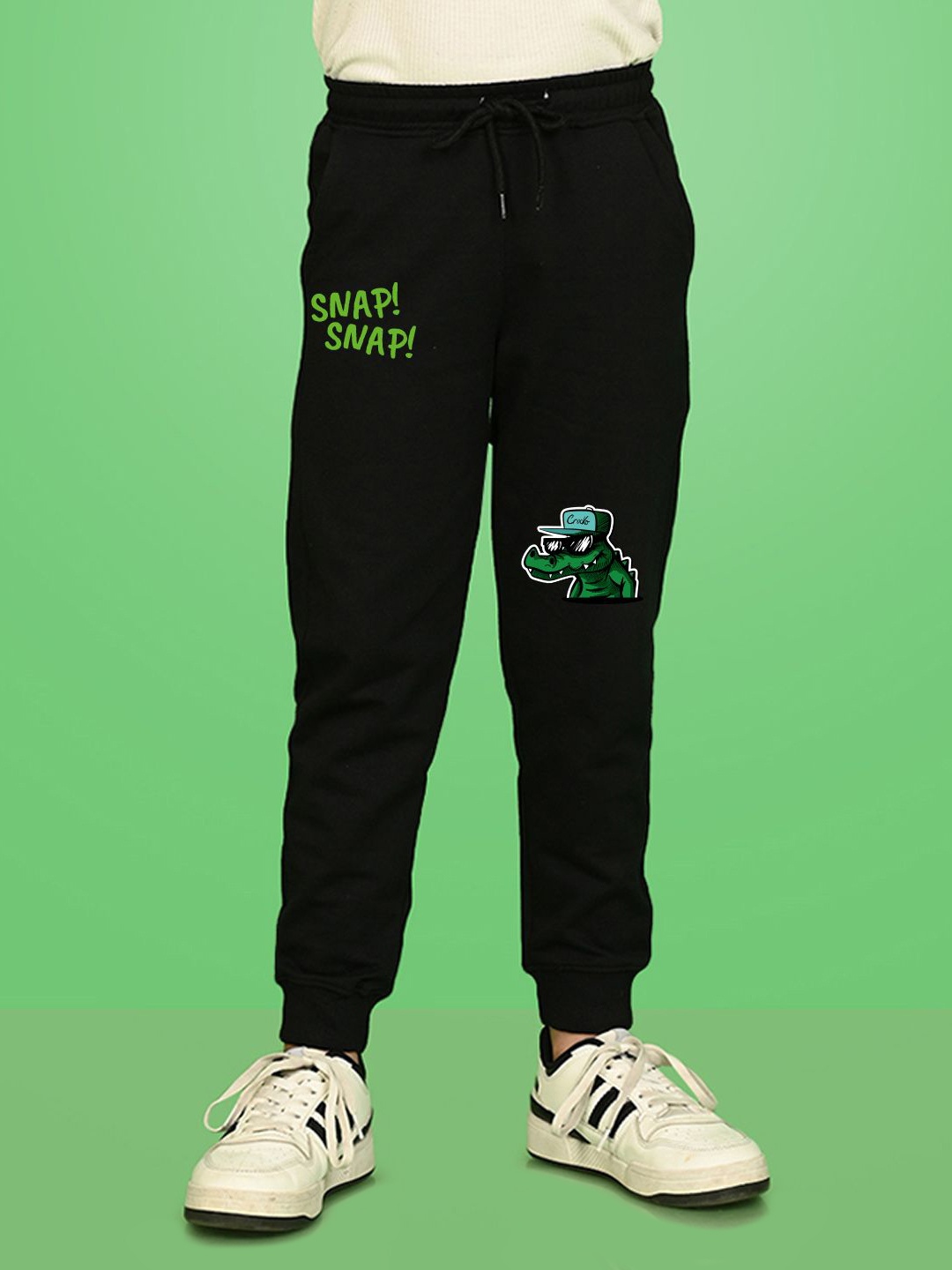 

NUSYL Boys Graphic Printed Cotton Ankle Length Joggers Track Pant, Black